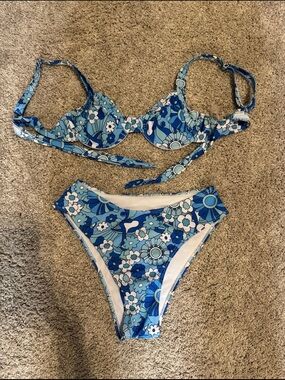 Blue Floral Bikini Set
